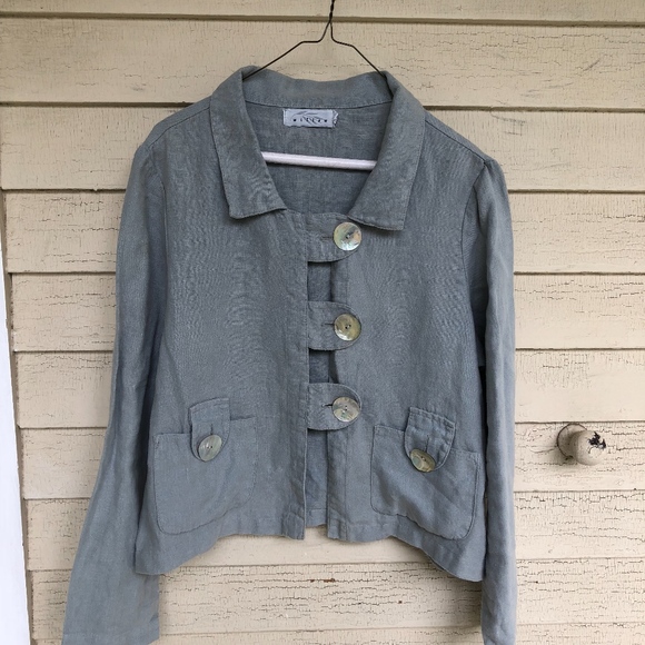 WILLOW linen slate top/Large shell buttons/Nice - Picture 1 of 8